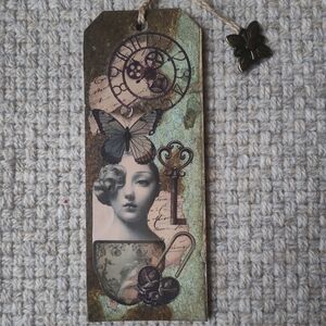 Vintage Steampunk Art with Butterfly and Key Design